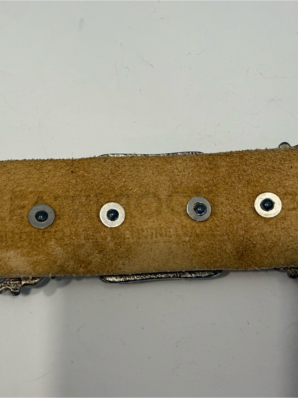 Vintage Turquoise Stone Embellished Tan Leather Belt by Leatherock - Picture 10 of 11